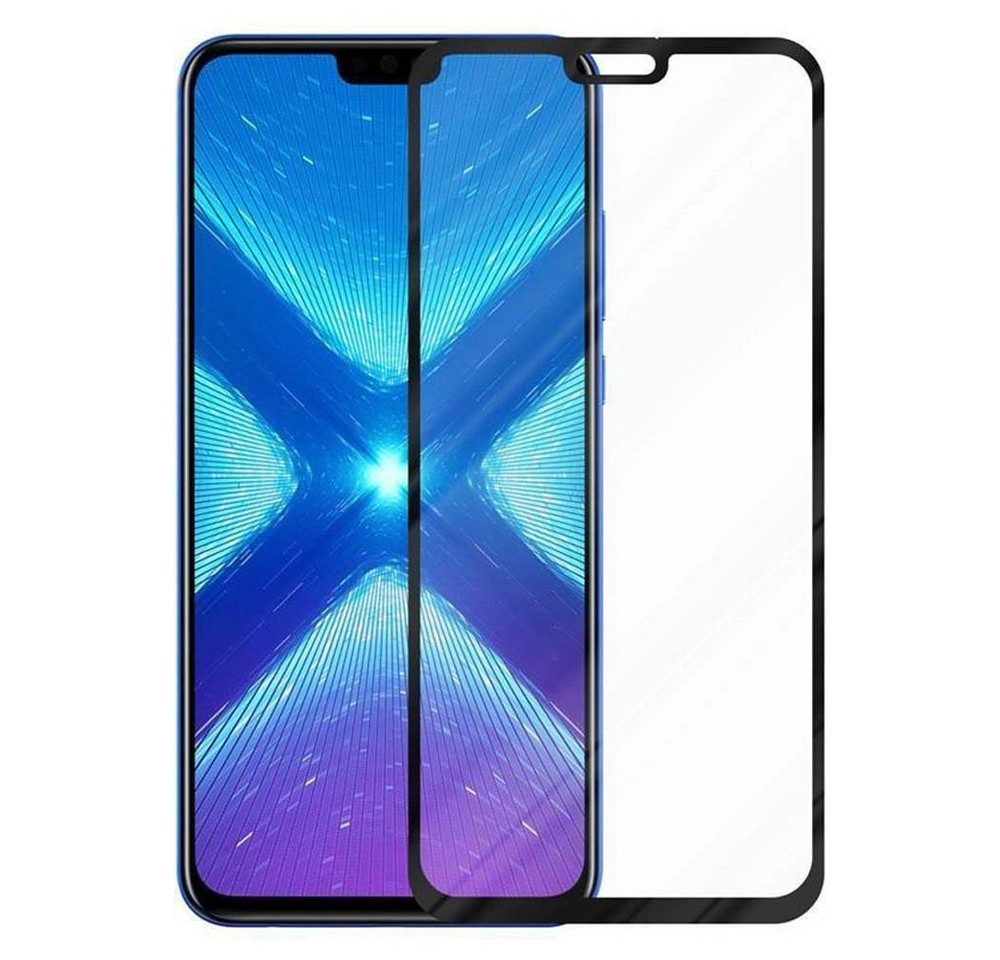 Cadorabo Vollbild Panzer Folie für Honor 8X Schutzfolie in TRANSPARENT mit SCHWARZ Gehärtetes (Tempered) Display-Schutzglas in 9H Härte mit 3D Touch Kompatibilität