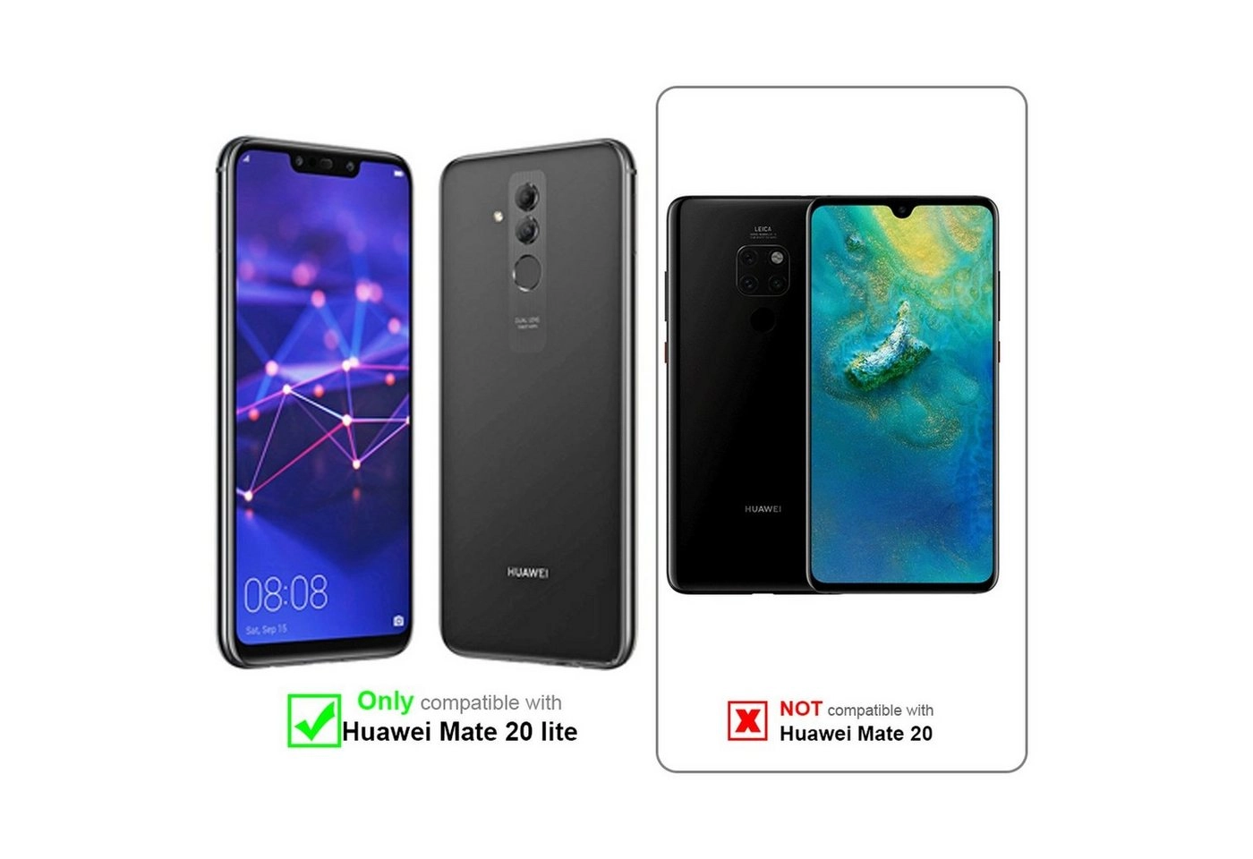 Cadorabo Vollbild Panzer Folie für Huawei MATE 20 LITE Schutzfolie in TRANSPARENT mit SCHWARZ Gehärtetes (Tempered) Display-Schutzglas in 9H Härte mit 3D Touch Kompatibilität