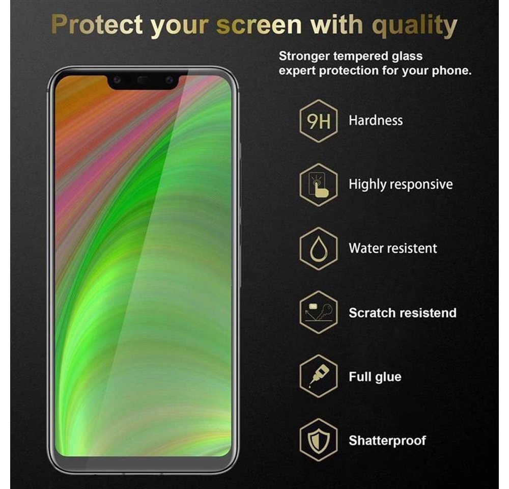Cadorabo Vollbild Panzer Folie für Huawei MATE 20 LITE Schutzfolie in TRANSPARENT mit SCHWARZ Gehärtetes (Tempered) Display-Schutzglas in 9H Härte mit 3D Touch Kompatibilität