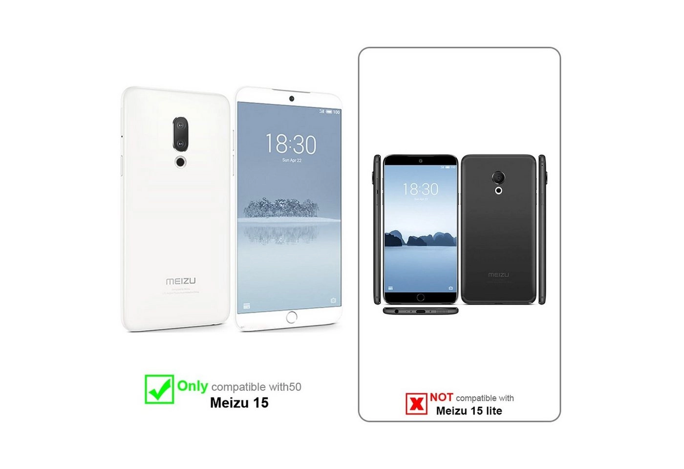 Cadorabo Vollbild Panzer Folie für MEIZU 15 Schutzfolie in TRANSPARENT mit WEISS Gehärtetes (Tempered) Display-Schutzglas in 9H Härte mit 3D Touch Kompatibilität