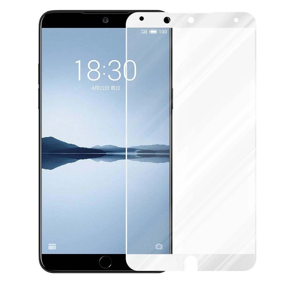 Cadorabo Vollbild Panzer Folie für MEIZU 15 Schutzfolie in TRANSPARENT mit WEISS Gehärtetes (Tempered) Display-Schutzglas in 9H Härte mit 3D Touch Kompatibilität