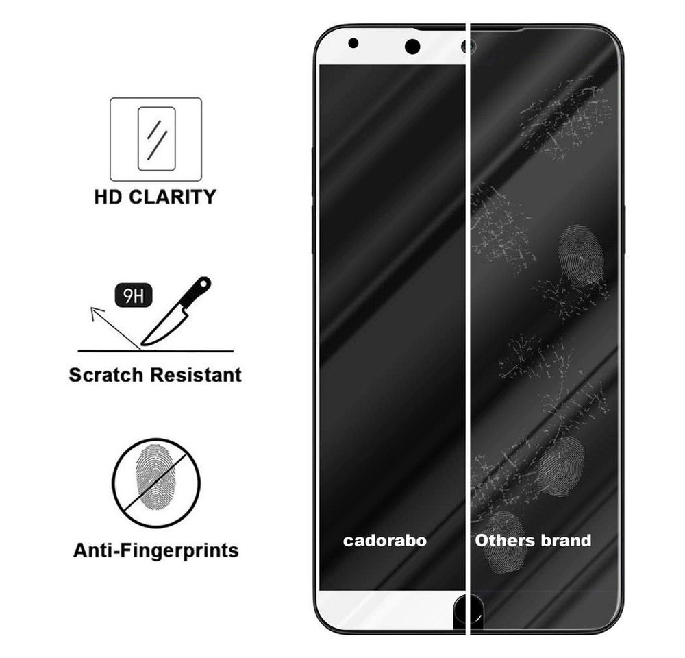 Cadorabo Vollbild Panzer Folie für MEIZU 15 Schutzfolie in TRANSPARENT mit WEISS Gehärtetes (Tempered) Display-Schutzglas in 9H Härte mit 3D Touch Kompatibilität