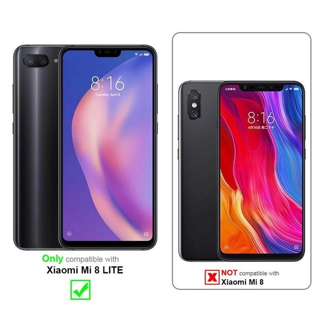 Cadorabo Vollbild Panzer Folie für Xiaomi Mi 8 Lite Schutzfolie in TRANSPARENT mit WEISS Gehärtetes (Tempered) Display-Schutzglas in 9H Härte mit 3D Touch Kompatibilität
