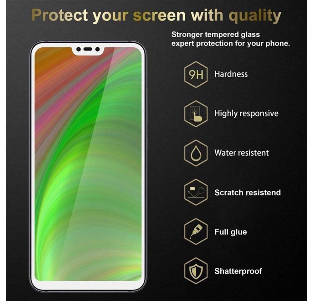 Cadorabo Vollbild Panzer Folie für Xiaomi Mi 8 Lite Schutzfolie in TRANSPARENT mit WEISS Gehärtetes (Tempered) Display-Schutzglas in 9H Härte mit 3D Touch Kompatibilität