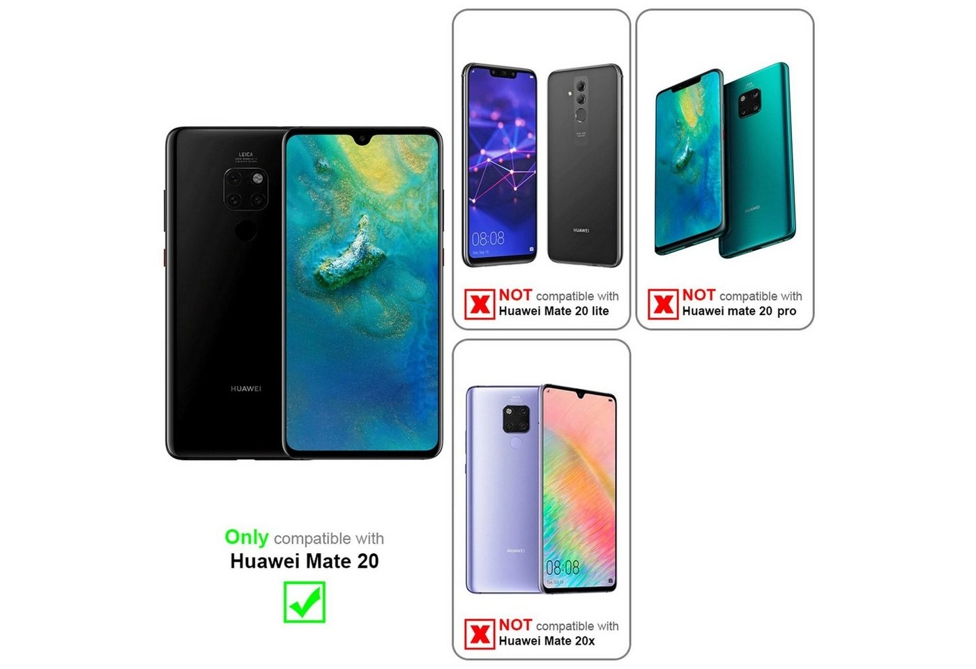 Cadorabo Panzer Folie für Huawei MATE 20 Schutzfolie in KRISTALL KLAR Gehärtetes (Tempered) Display-Schutzglas in 9H Härte mit 3D Touch Kompatibilität