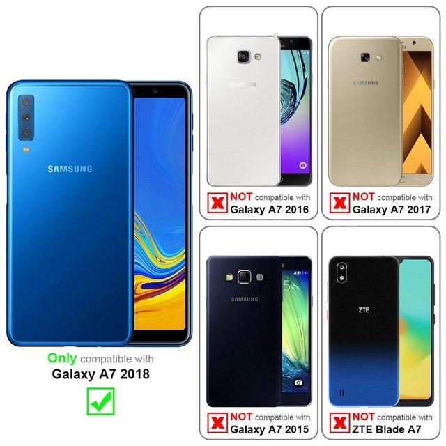 Cadorabo Panzer Folie für Samsung Galaxy A7 2018 Schutzfolie in KRISTALL KLAR Gehärtetes (Tempered) Display-Schutzglas in 9H Härte mit 3D Touch Kompatibilität