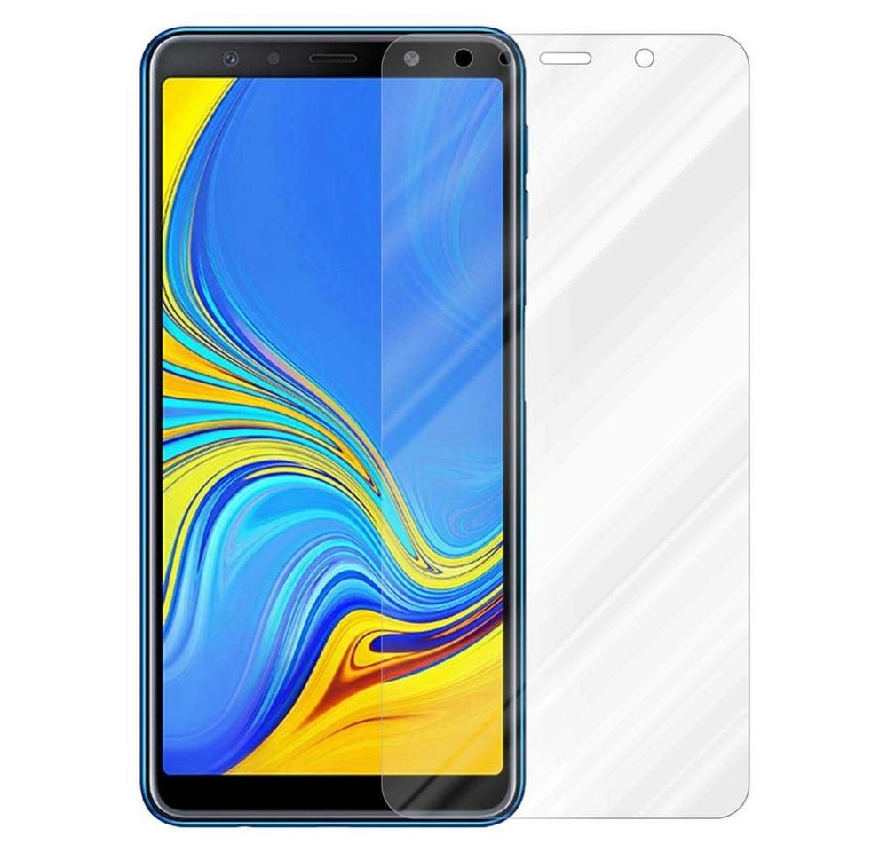 Cadorabo Panzer Folie für Samsung Galaxy A7 2018 Schutzfolie in KRISTALL KLAR Gehärtetes (Tempered) Display-Schutzglas in 9H Härte mit 3D Touch Kompatibilität