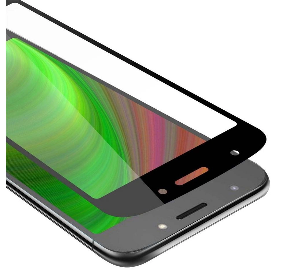 Cadorabo Vollbild Panzer Folie für Motorola MOTO E5 Schutzfolie in TRANSPARENT mit SCHWARZ Gehärtetes (Tempered) Display-Schutzglas in 9H Härte mit 3D Touch Kompatibilität