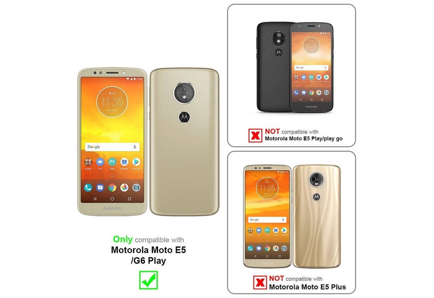 Cadorabo Vollbild Panzer Folie für Motorola MOTO E5 Schutzfolie in TRANSPARENT mit SCHWARZ Gehärtetes (Tempered) Display-Schutzglas in 9H Härte mit 3D Touch Kompatibilität
