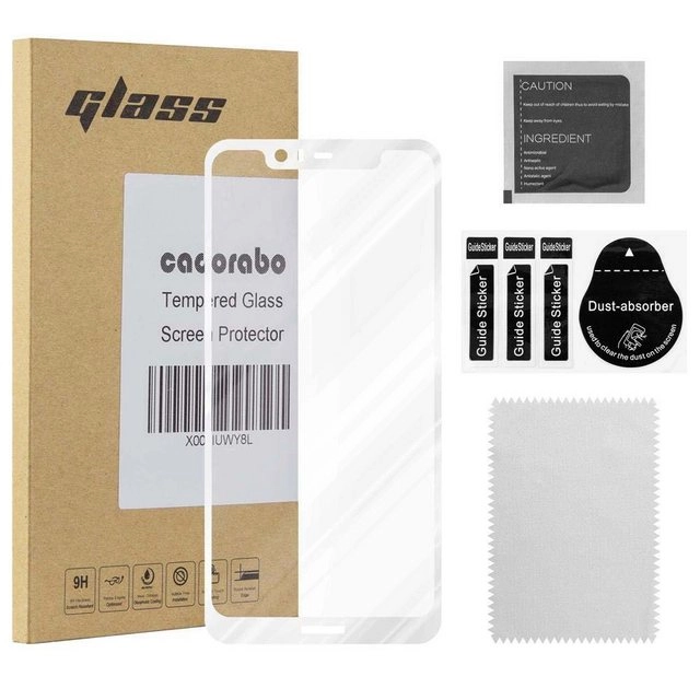 Cadorabo Vollbild Panzer Folie für Nokia 5.1 PLUS Schutzfolie in TRANSPARENT mit WEISS Gehärtetes (Tempered) Display-Schutzglas in 9H Härte mit 3D Touch Kompatibilität