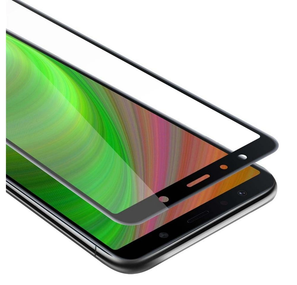 Cadorabo Vollbild Panzer Folie für Samsung Galaxy A7 2018 Schutzfolie in TRANSPARENT mit SCHWARZ Gehärtetes (Tempered) Display-Schutzglas in 9H Härte mit 3D Touch Kompatibilität