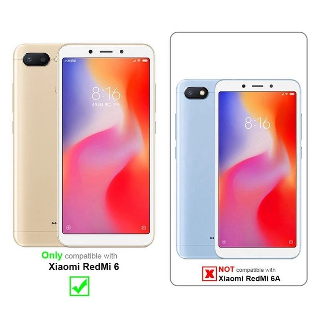 Cadorabo Vollbild Panzer Folie für Xiaomi RedMi 6 Schutzfolie in TRANSPARENT mit SCHWARZ Gehärtetes (Tempered) Display-Schutzglas in 9H Härte mit 3D Touch Kompatibilität