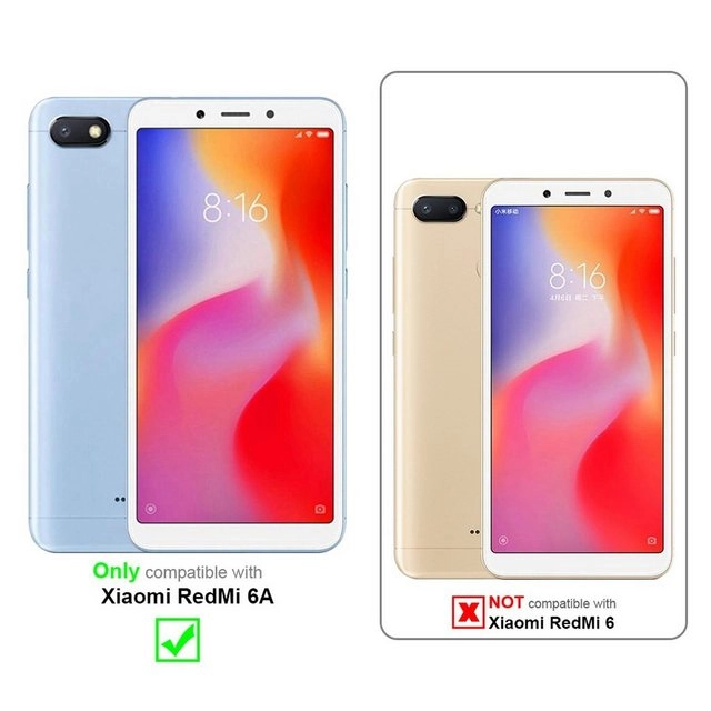 Cadorabo Vollbild Panzer Folie für Xiaomi RedMi 6A Schutzfolie in TRANSPARENT mit SCHWARZ Gehärtetes (Tempered) Display-Schutzglas in 9H Härte mit 3D Touch Kompatibilität