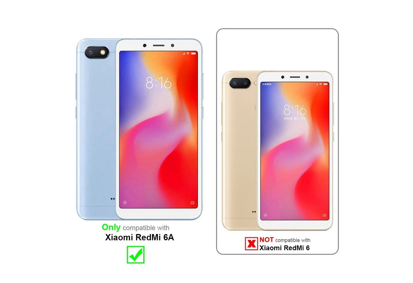 Cadorabo Vollbild Panzer Folie für Xiaomi RedMi 6A Schutzfolie in TRANSPARENT mit SCHWARZ Gehärtetes (Tempered) Display-Schutzglas in 9H Härte mit 3D Touch Kompatibilität