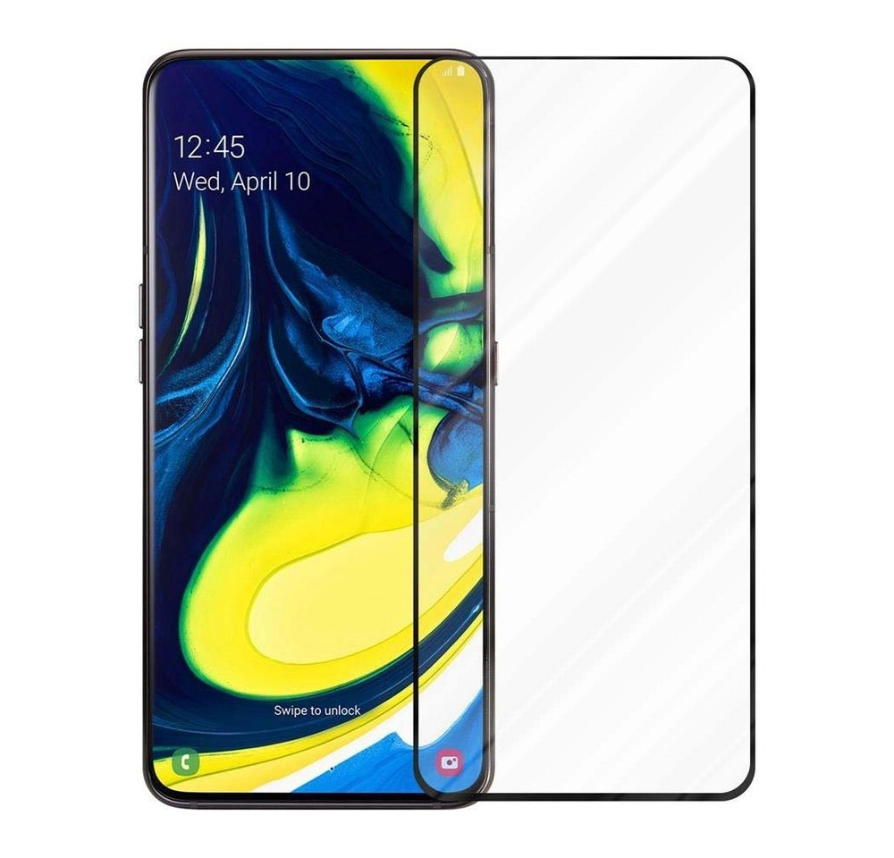 Cadorabo Vollbild Panzer Folie für Samsung Galaxy A80 / A90 Schutzfolie in TRANSPARENT mit SCHWARZ Gehärtetes (Tempered) Display-Schutzglas in 9H Härte mit 3D Touch Kompatibilität