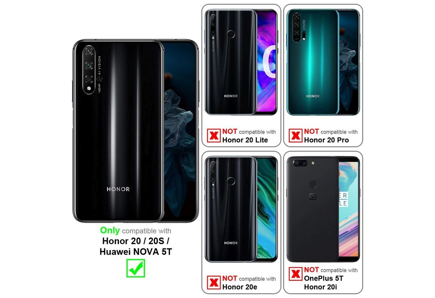 Cadorabo Vollbild Panzer Folie für Honor 20 Schutzfolie in TRANSPARENT mit SCHWARZ Gehärtetes (Tempered) Display-Schutzglas in 9H Härte mit 3D Touch Kompatibilität
