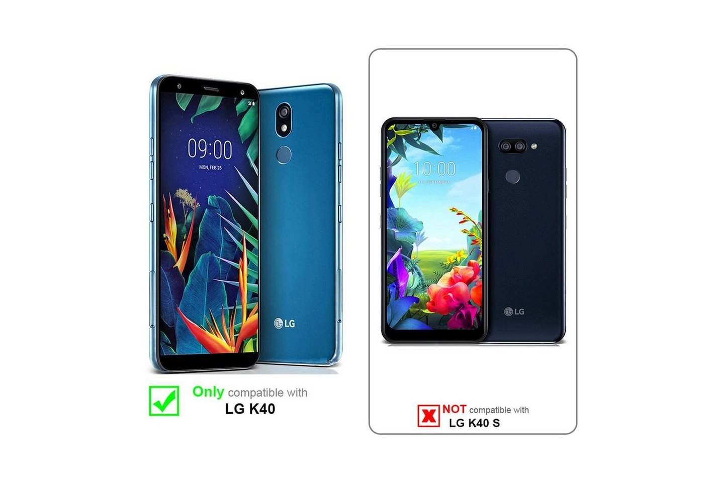 Cadorabo Panzer Folie für LG K40 Schutzfolie in KRISTALL KLAR Gehärtetes (Tempered) Display-Schutzglas in 9H Härte mit 3D Touch Kompatibilität