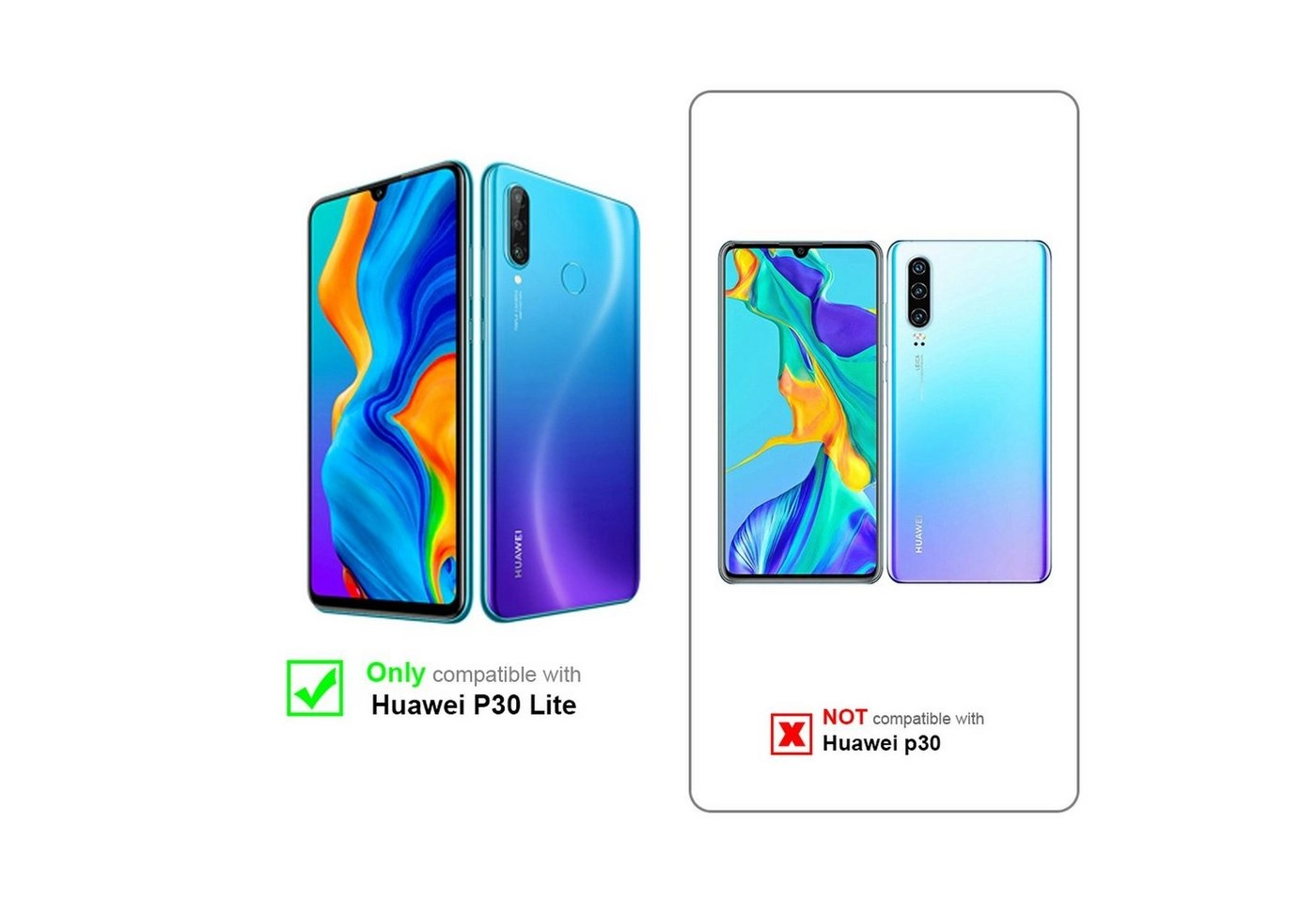 Cadorabo Panzer Folie für Huawei P30 LITE Schutzfolie in KRISTALL KLAR Gehärtetes (Tempered) Display-Schutzglas in 9H Härte mit 3D Touch Kompatibilität