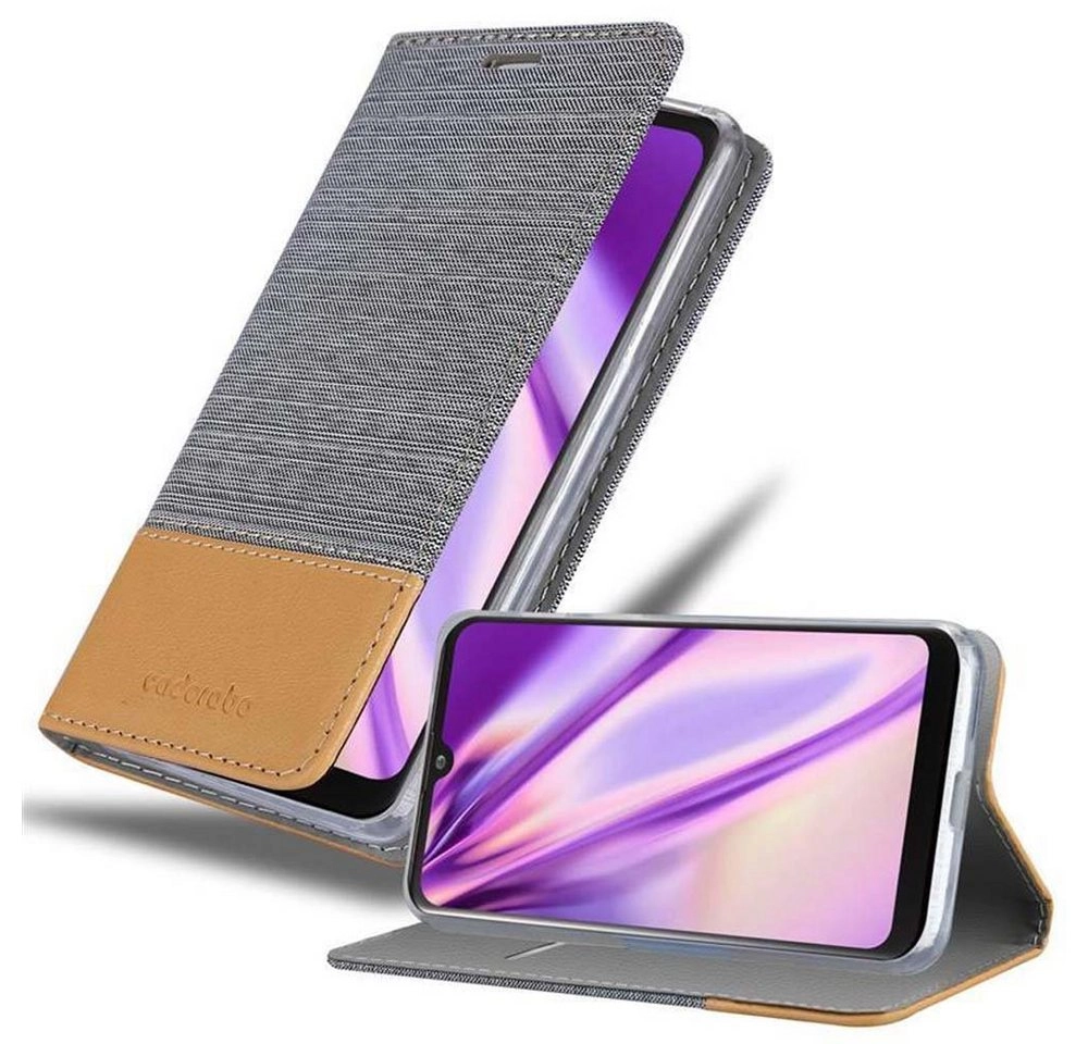 Cadorabo Hülle für LG K50 in HELL GRAU BRAUN Handyhülle mit Magnetverschluss, Standfunktion und Kartenfach Case Cover Schutzhülle Etui Tasche Book Klapp Style