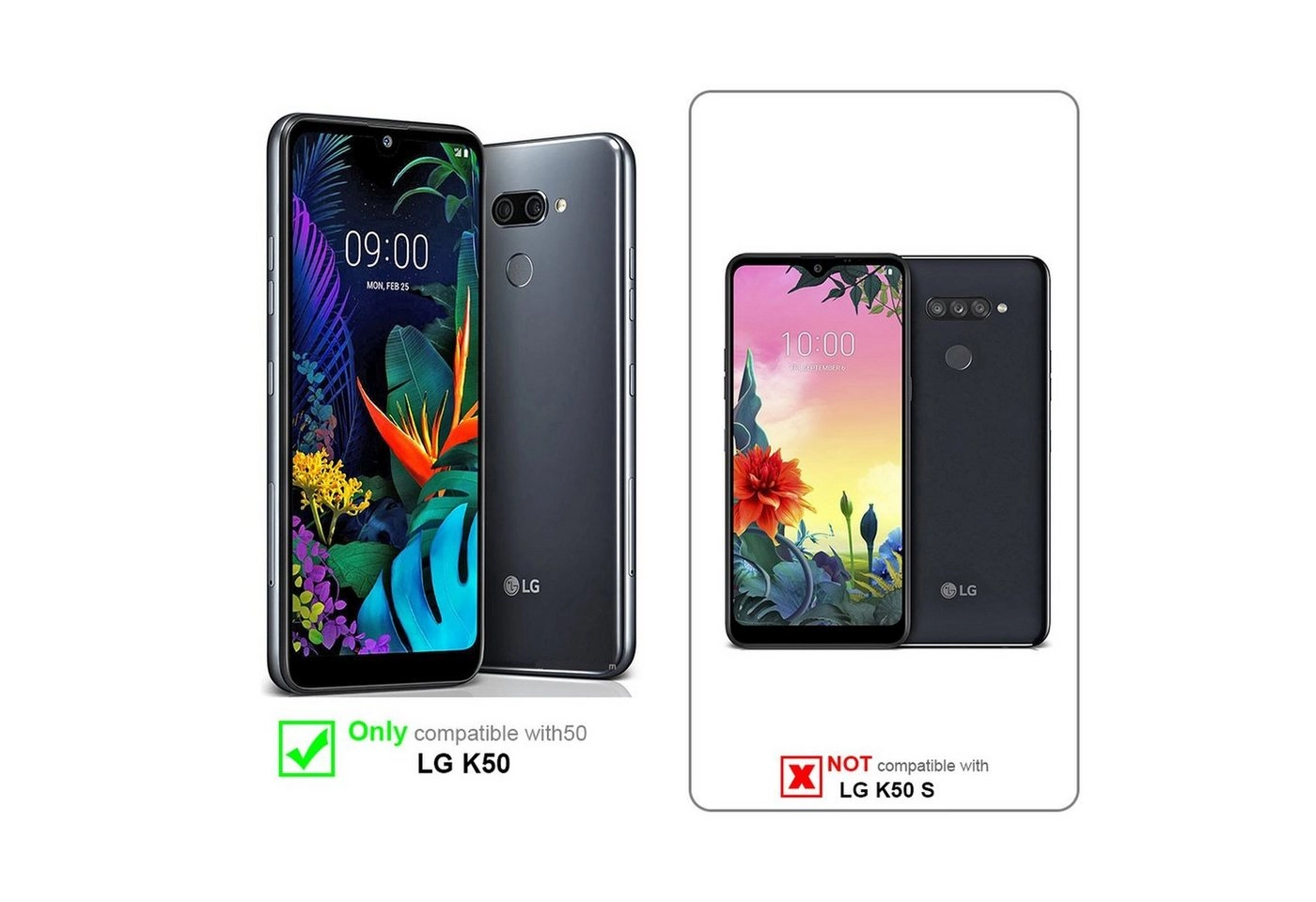 Cadorabo Hülle für LG K50 in HELL GRAU BRAUN Handyhülle mit Magnetverschluss, Standfunktion und Kartenfach Case Cover Schutzhülle Etui Tasche Book Klapp Style