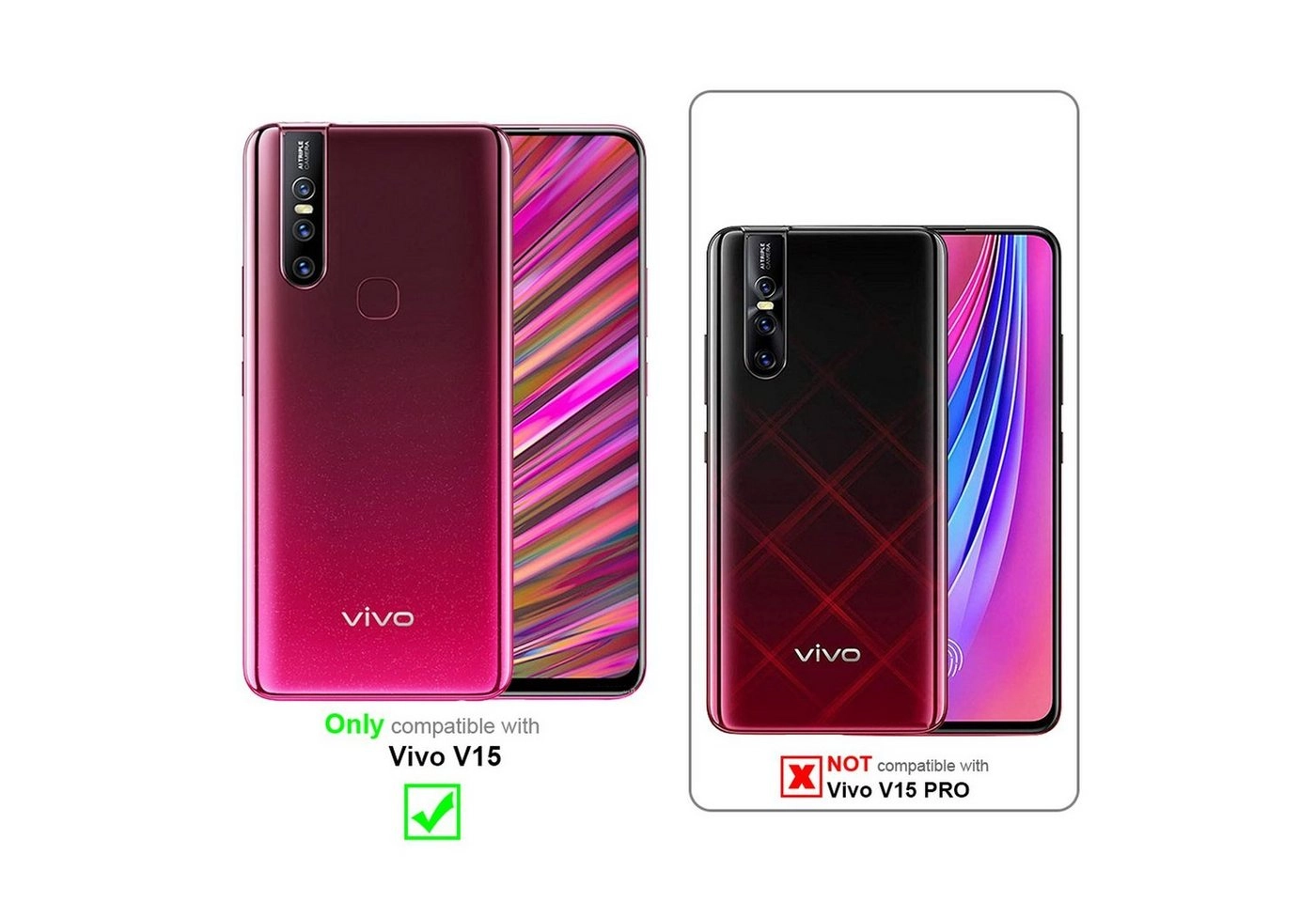 Cadorabo Panzer Folie für Vivo V15 Schutzfolie in KRISTALL KLAR Gehärtetes (Tempered) Display-Schutzglas in 9H Härte mit 3D Touch Kompatibilität