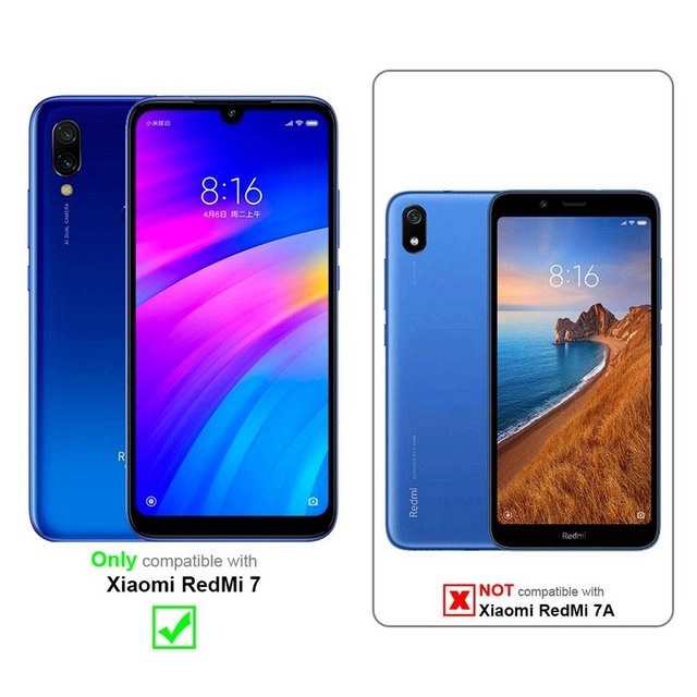Cadorabo Vollbild Panzer Folie für Xiaomi RedMi 7 Schutzfolie in TRANSPARENT mit SCHWARZ Gehärtetes (Tempered) Display-Schutzglas in 9H Härte mit 3D Touch Kompatibilität