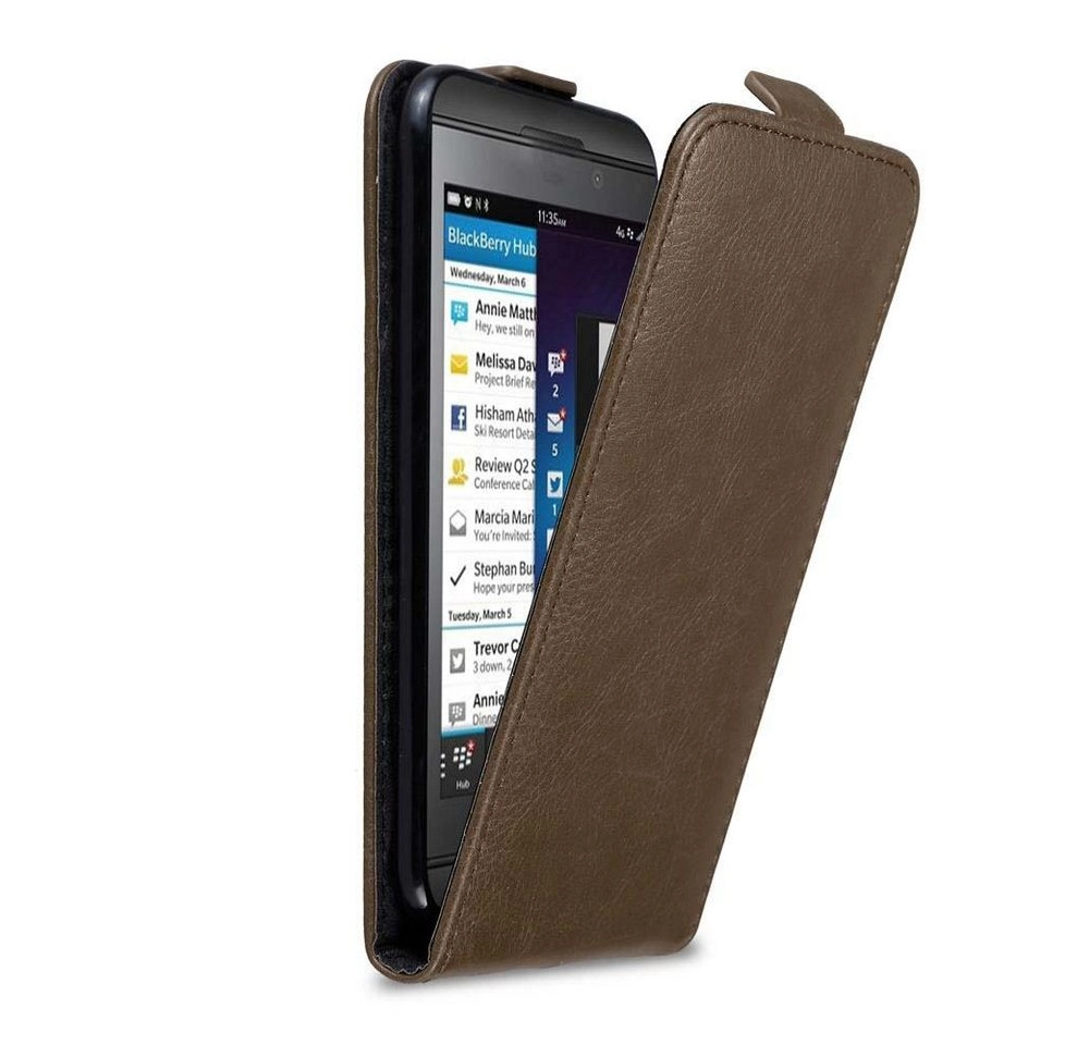Cadorabo Hülle für Blackberry Z10 in KAFFEE BRAUN Handyhülle im Flip Design mit Magnetverschluss Case Cover Schutzhülle Etui Tasche Book Klapp Style