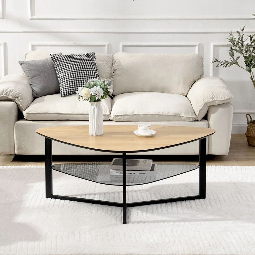 Couchtisch Triangelform 110 x 65 x 45 cm Braun/Schwarz