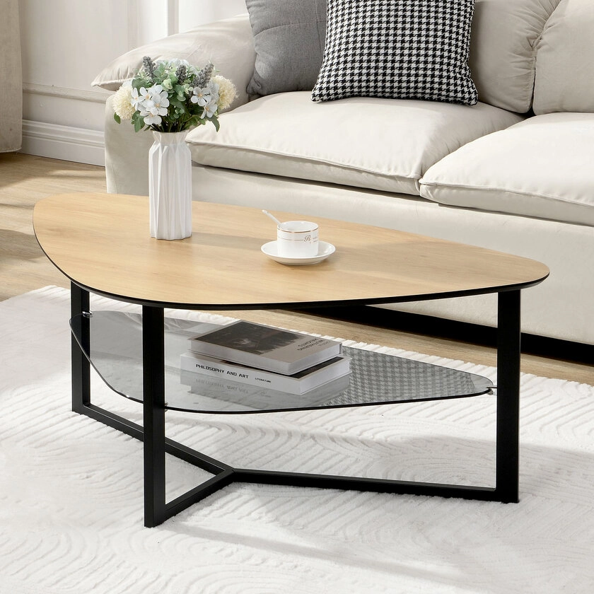Couchtisch Triangelform 110 x 65 x 45 cm Braun/Schwarz