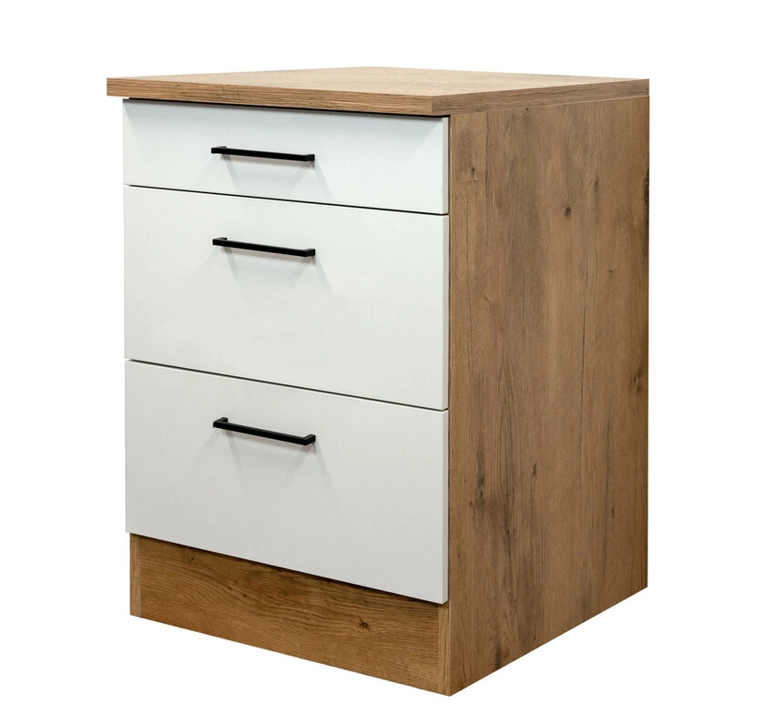 Auszugsunterschrank Avila, Weiß/Braun 60x85x60cm
