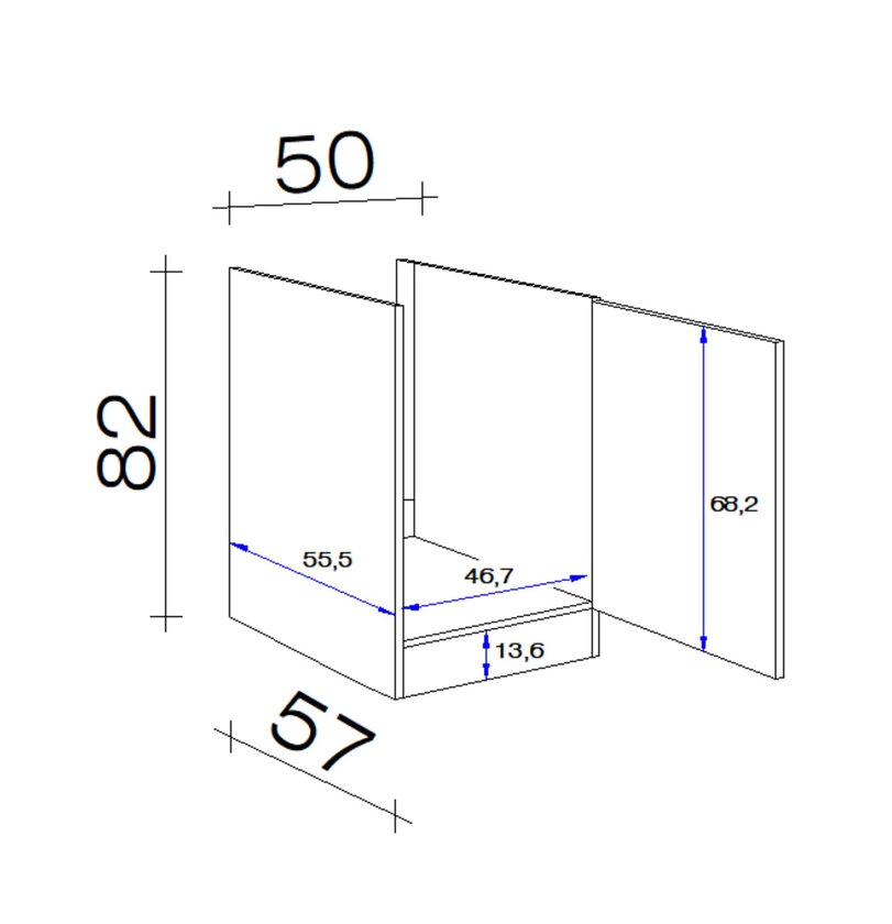 Unterschrank Avila  Magnolia/Lanzelot Oak NB ca. 50x82x57cm