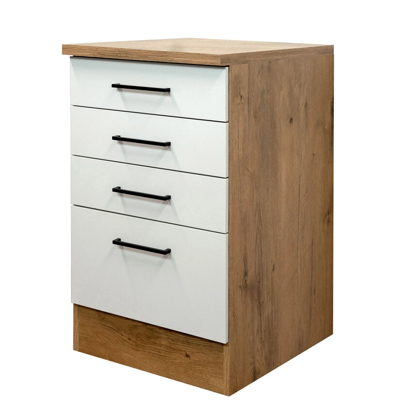 Schubkastenschrank Avila, Weiß/Braun 50x85x60cm
