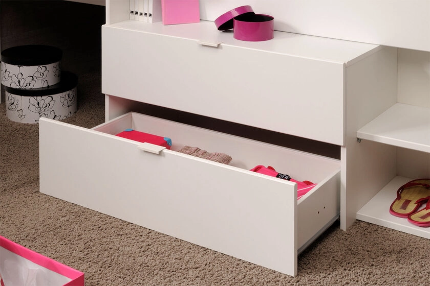 Parisot Halbhohes Hochbett Milky 1 weiß / grau