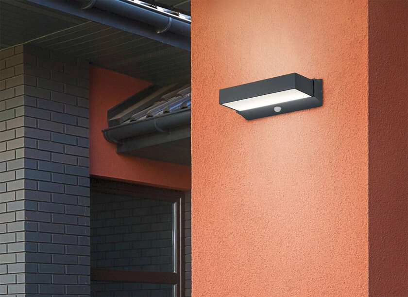 LED Außenwandleuchte Cuando B grau 23x13cm 7cm Aluminium Bewegungsmelder