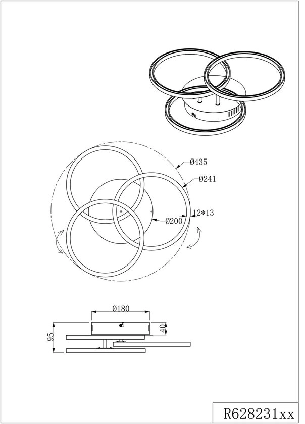 LED Deckenlampe Circle nickelfarbig 43,5cm  9,5cm Fernbedienung dimmbar CCT Metall