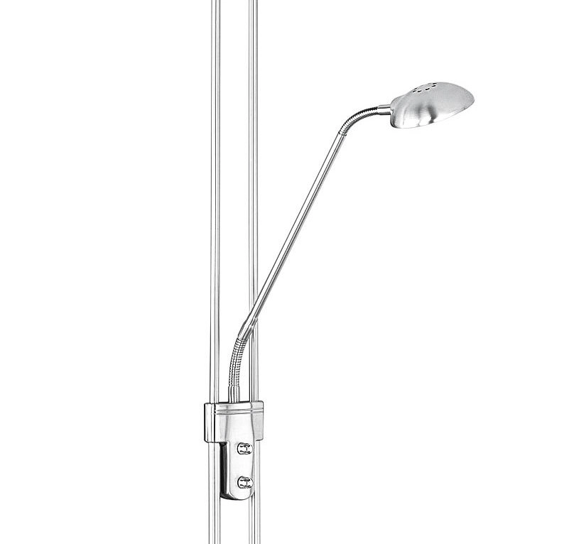 LED Stehlampe mit Leselampe Spock nickelfarbig 180cm 50cm Metall verstellbar getrennt schaltbar
