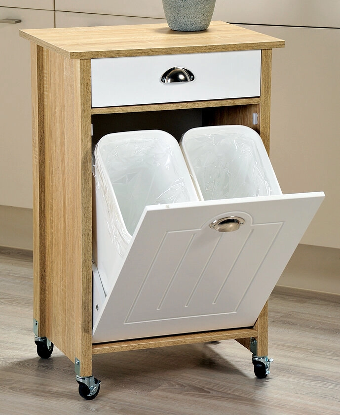 KESPER Küchenwagen mit Mülleimer Weiß 37 x 50 x 79 cm