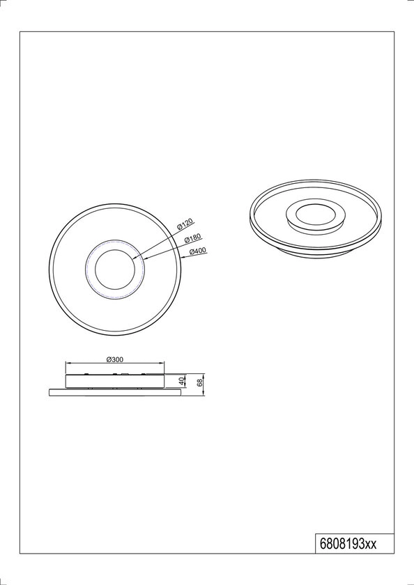Ascari Deckenleuchte silberfarben 680819306, D/H: 40/6,8 cm, Metall