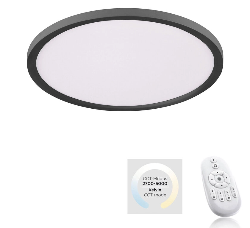 LED-Deckenleuchte Flat rund 40cm schwarz
