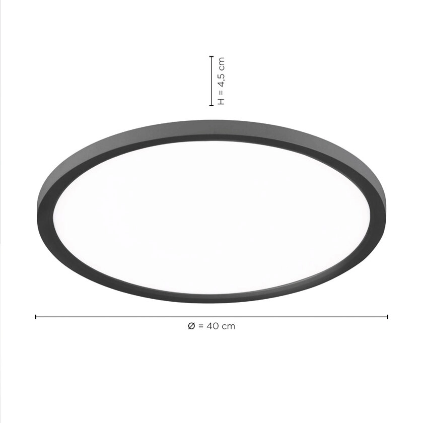 LED-Deckenleuchte Flat rund 40cm schwarz