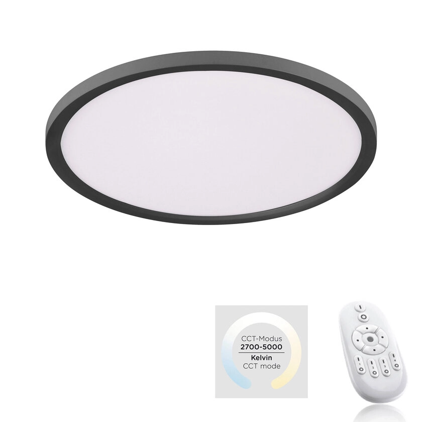 LED-Deckenleuchte Flat rund 40cm schwarz