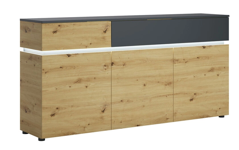 Sideboard Luci Eiche Artisan Nachbildung/Grau 180,5 x 90 x 40 cm