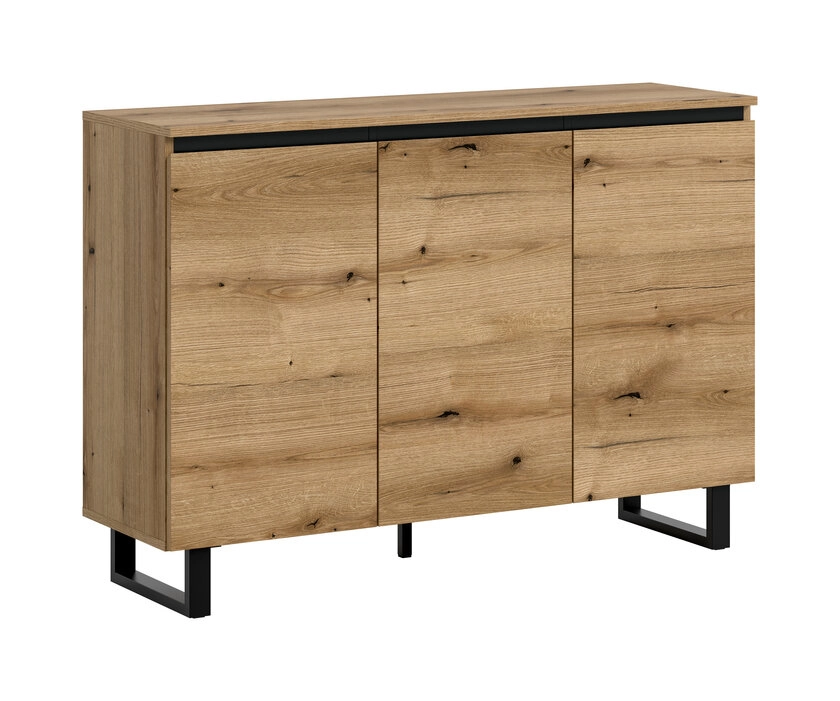 Sideboard Tomasa Metall 120 x 36 x 84 cm Evoke-Oak-Dekor Schwarz/Braun