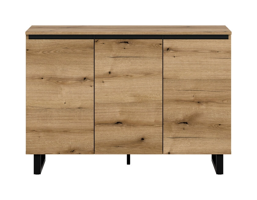 Sideboard Tomasa Metall 120 x 36 x 84 cm Evoke-Oak-Dekor Schwarz/Braun