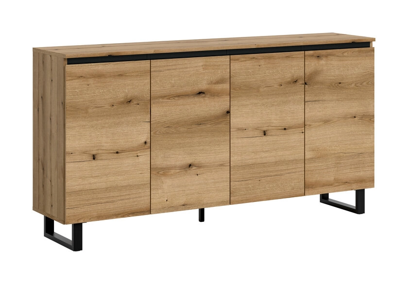Sideboard Tomasa Metall 160 x 36 x 84 cm Eiche-Evoke-Dekor