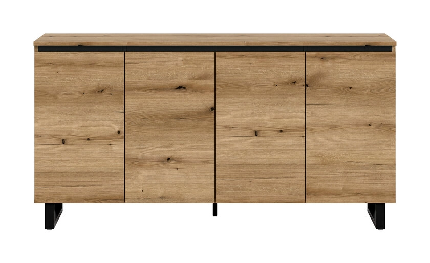 Sideboard Tomasa Metall 160 x 36 x 84 cm Eiche-Evoke-Dekor
