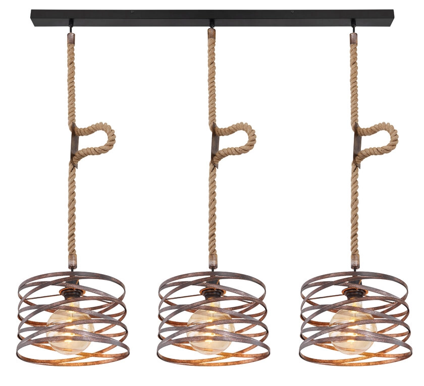 GLOBO Retrofit Pendelleuchte Marco 115x120 cm rostfarbig