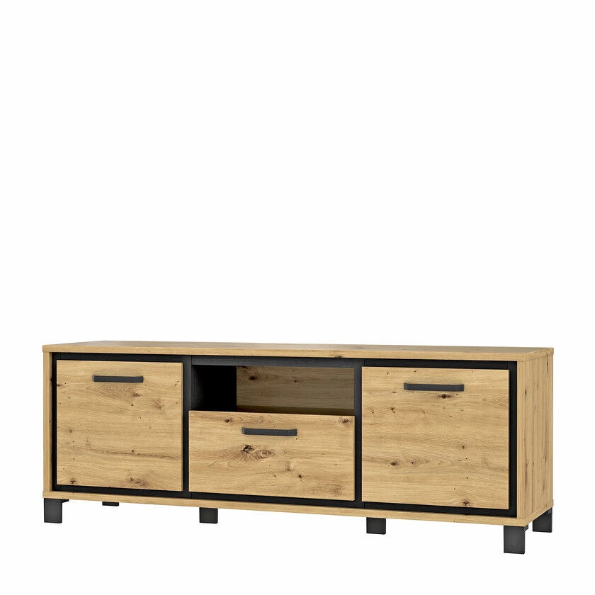 Lowboard Trondheim Metall 158,4 x 41,5 x 58,9 cm Artisan-Eiche-Dekor/Schwarz