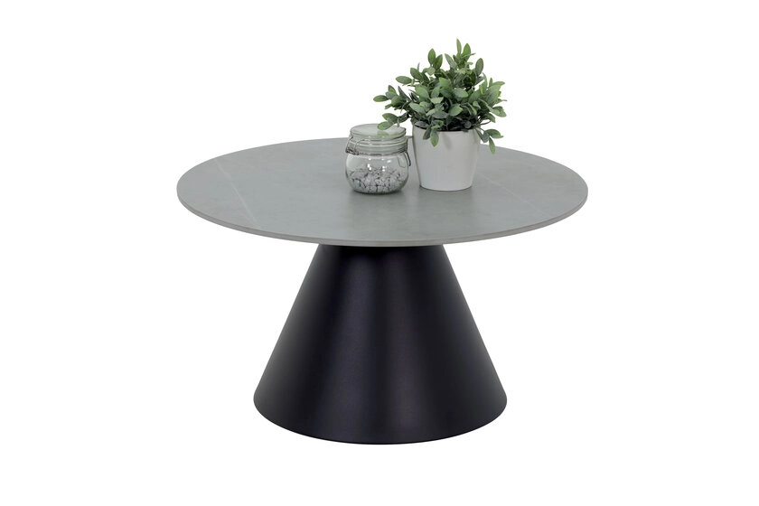 Couchtisch Suzie 2er Set 70x40/ 50x46 cm - Sintered Mamoroptik grau matt/ schwarz