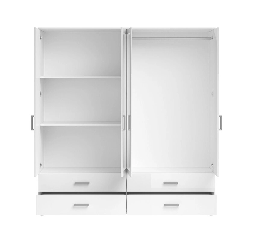 Kleiderschrank Ilva 4-trg. 181x190x51 cm, weiß